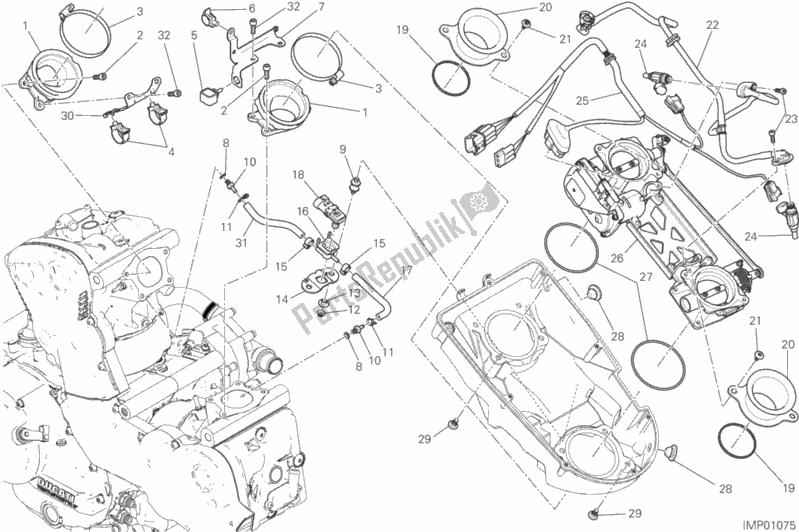 Alle onderdelen voor de Gasklephuis van de Ducati Monster 821 USA 2018